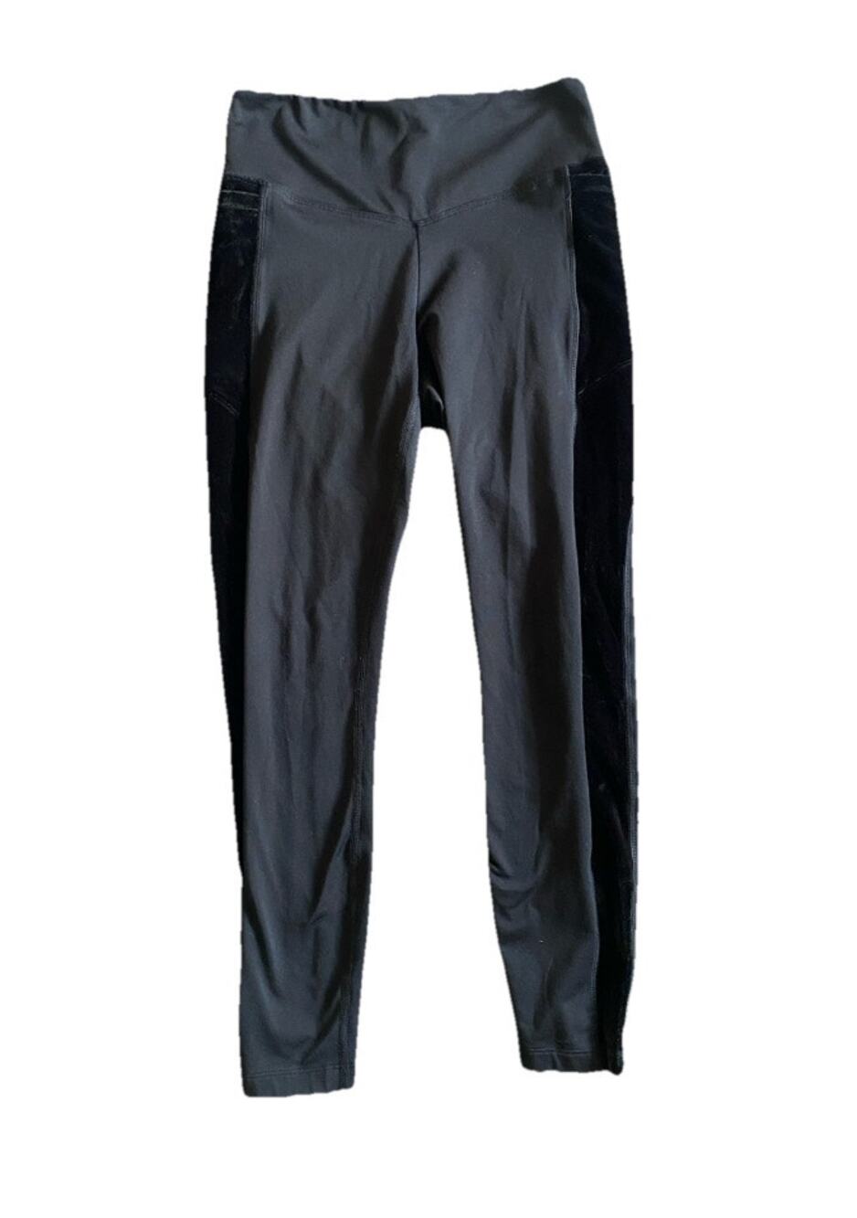 Victoria's Secret PINK Leggings "COZY" Black Velour Side Panels